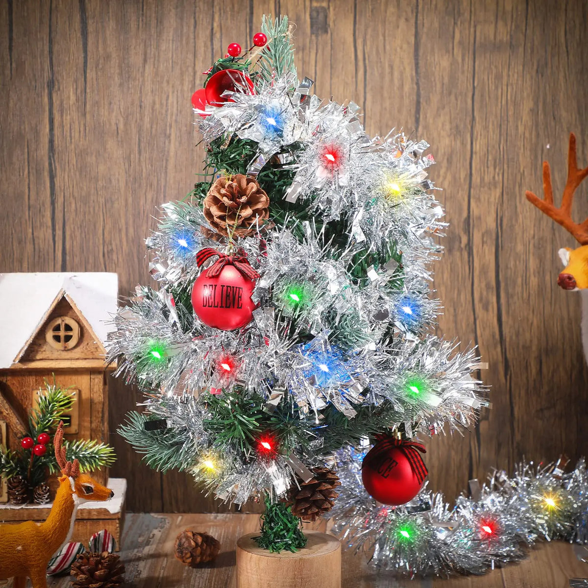 1/3pcs 5M Christmas Tinsel Garland Decorations,Indoor/Outdoor Hanging Party Decor for Tree, New Year's,Durable Festive Decor