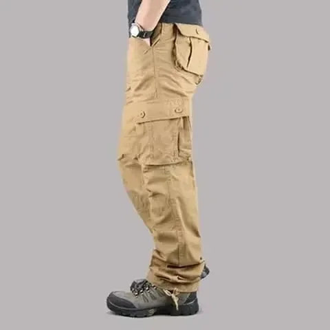 Multi-PocketCargo Pants Men Loose-Fit Casual Pants Outdoor Straight-Leg Tactical Pants Durable Workoveralls Trendy