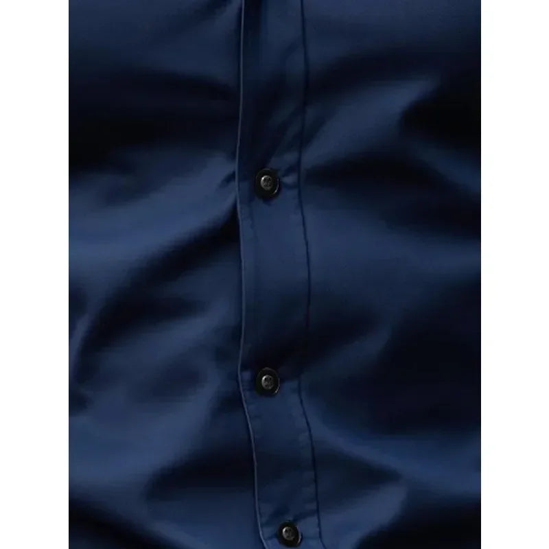2025 Men's Shirt Brand New Solid Color Long Sleeve Smart Casual Four Season Elastic Male Business Shirts