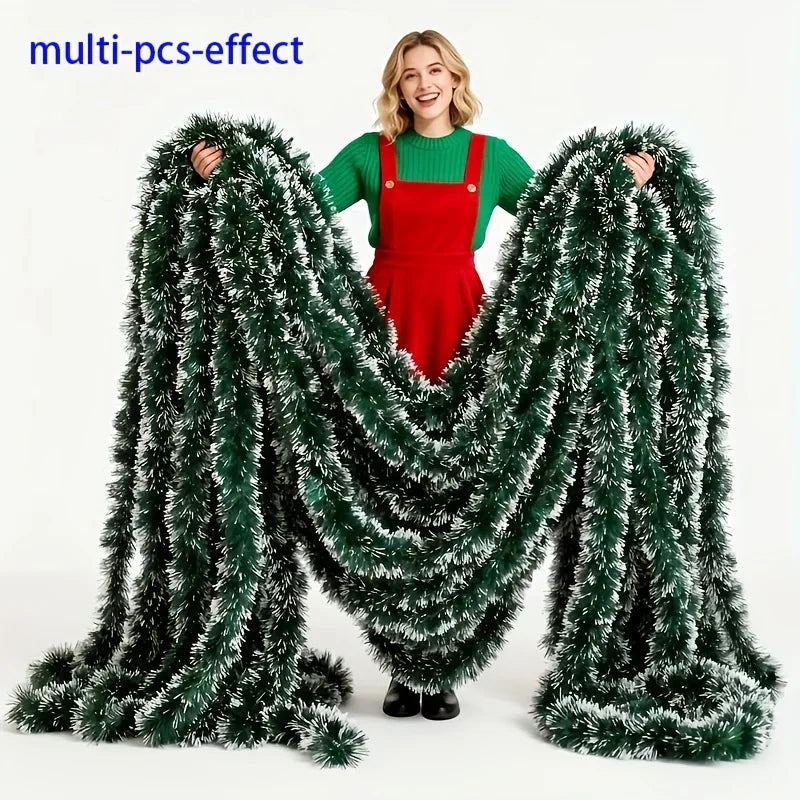 6/14M Christmas Tinsel Garland,Hanging Decoration Indoor And Outdoor Ceiling Party Decoration,Suitable for Christmas Tree Decora