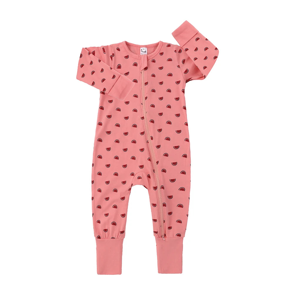 Spring Long Sleeve Baby Romper Newborn Jumpsuit Toddler Boy Girl Cotton Soft Onesie Pajamas Double Zipper Bodysuit Fall Clothes