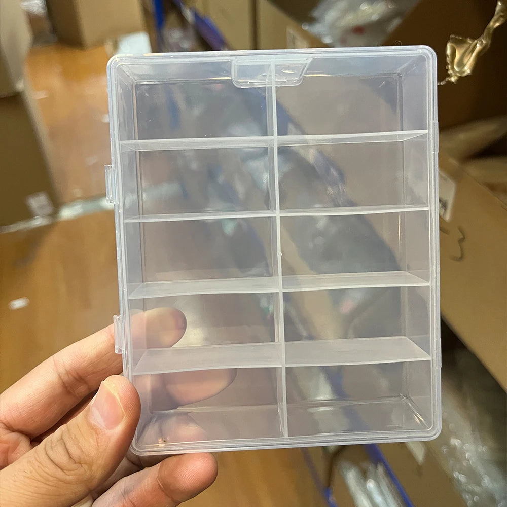 10 Grids Transparent Nail Art Storage Box علبة تخزين شفافة متعددة الأقسام لمستلزمات الأظافر – 10 خانات