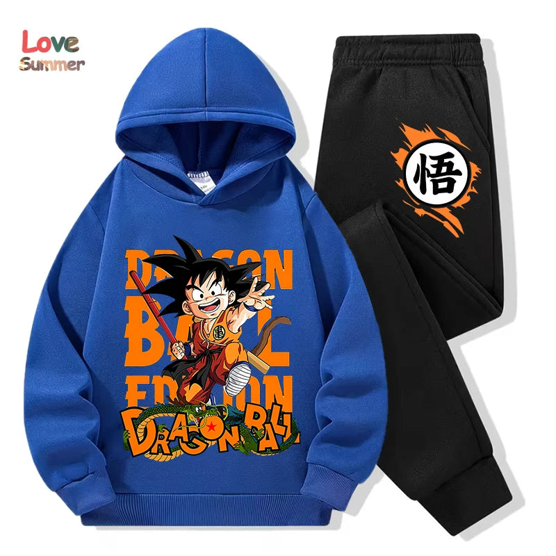 Anime hoodie pant 2pcs3-14 Years Kids Tracksuit DragonBall Clothes Goku Hoodie Boys Girls Sporty suit Ideal Daily Outdoor Wear