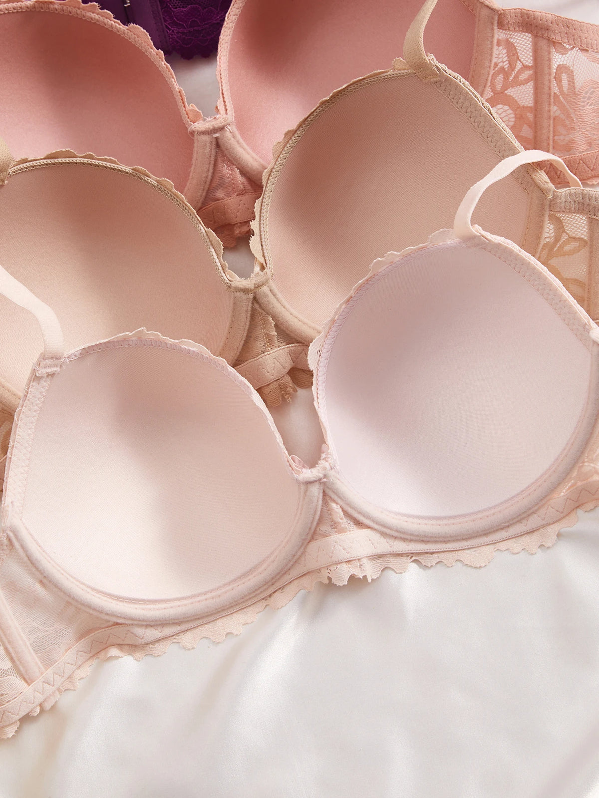 5Pcs/Set Women's Floral Lace Bra Elegant Skin-Friendly Push Up Bra Breathable Comfort Underwire Support Anti-Sagging Lingerie