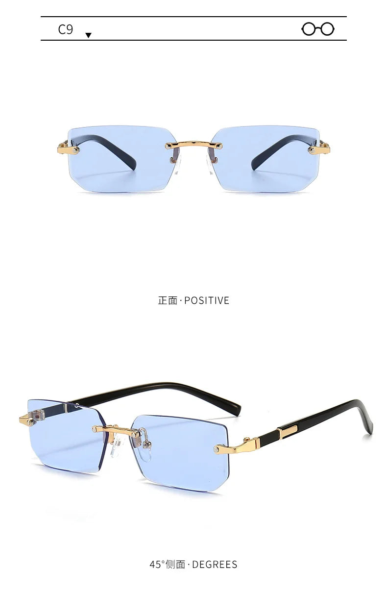 Rimless Rectangle Fashion Sunglasses نظارات شمسية مستطيلة بدون إطار