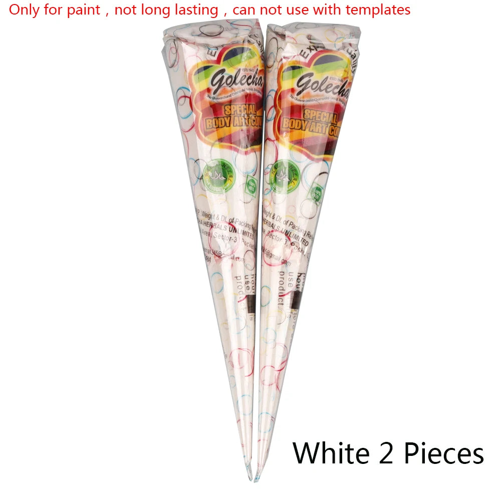 GOLECHA Black Brown Red White Henna Cones Indian Henna Tattoo Paste For Temporary Tattoo Body Art Sticker Mehndi Body Paint