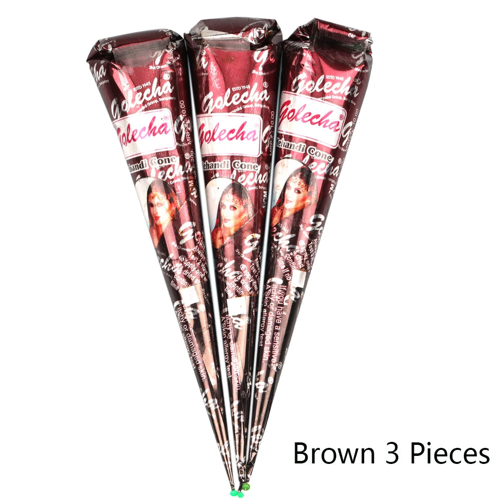 GOLECHA Black Brown Red White Henna Cones Indian Henna Tattoo Paste For Temporary Tattoo Body Art Sticker Mehndi Body Paint