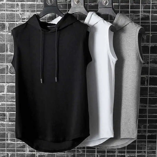Solid Color  Brand New Men's Tank Tops Vest Sleeveless Tees For Male Hooded Man Vests Tops Hip Hop Men Tank Top T shirt