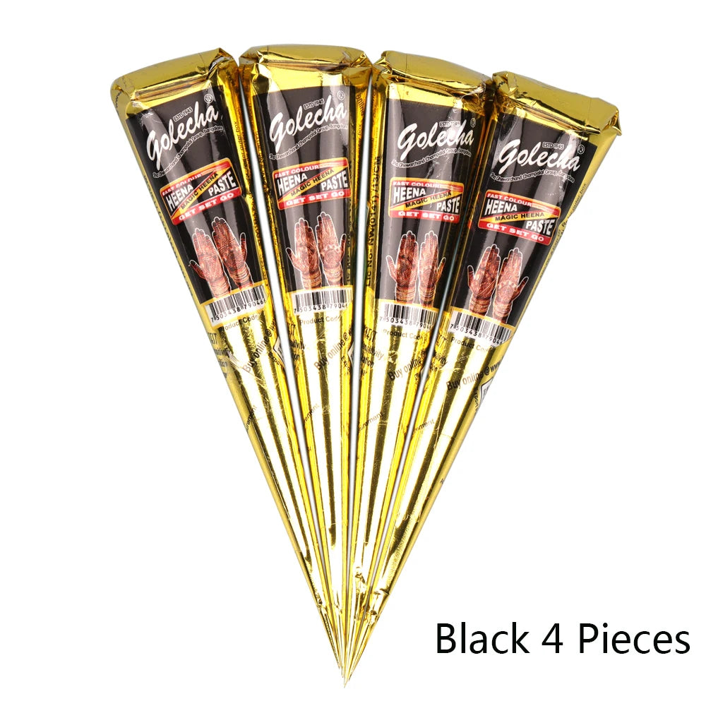GOLECHA Black Brown Red White Henna Cones Indian Henna Tattoo Paste For Temporary Tattoo Body Art Sticker Mehndi Body Paint