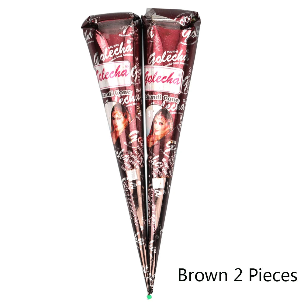 GOLECHA Black Brown Red White Henna Cones Indian Henna Tattoo Paste For Temporary Tattoo Body Art Sticker Mehndi Body Paint