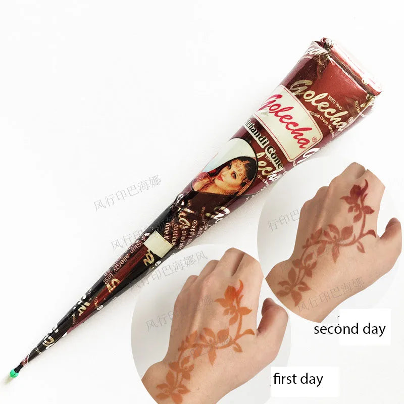 GOLECHA Black Brown Red White Henna Cones Indian Henna Tattoo Paste For Temporary Tattoo Body Art Sticker Mehndi Body Paint