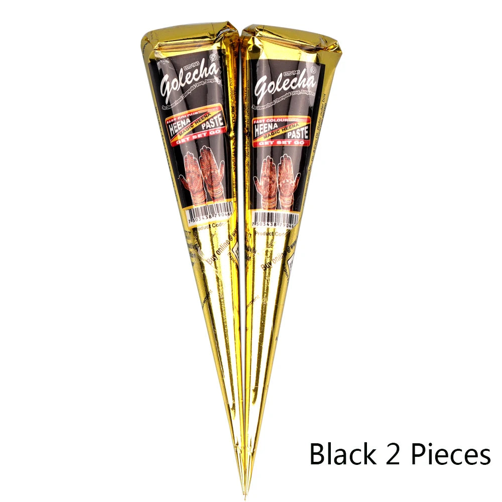 GOLECHA Black Brown Red White Henna Cones Indian Henna Tattoo Paste For Temporary Tattoo Body Art Sticker Mehndi Body Paint