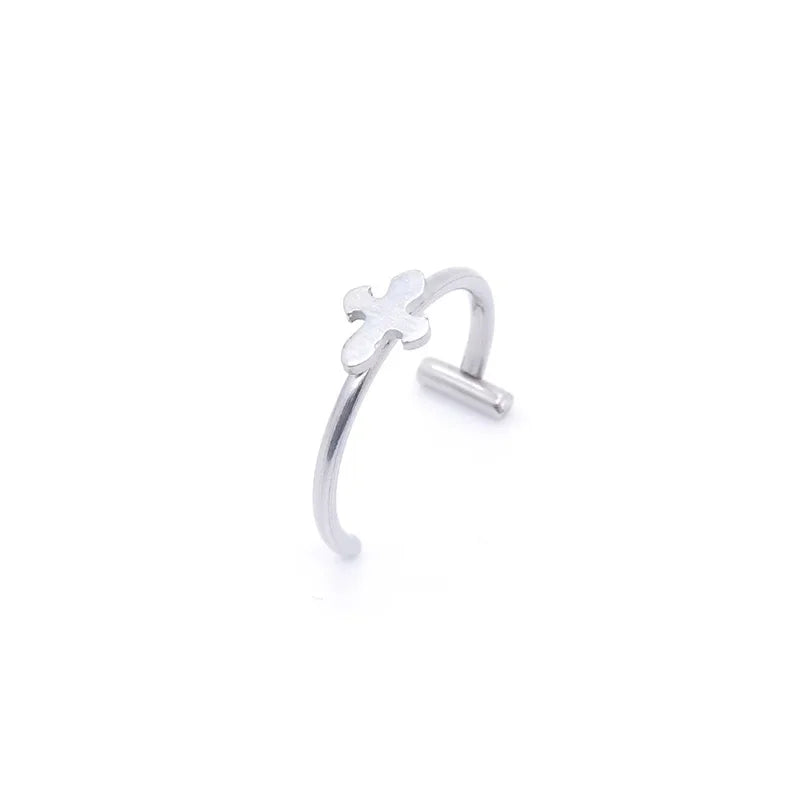 ✨ Stainless Steel Fake Nose & Lip Ring – C Clip Non-Pierced Body Jewelry 🔷 حلقة أنف أو شفة وهمية من الستانلس ستيل – تصميم C كليب بدون ثقب للنساء