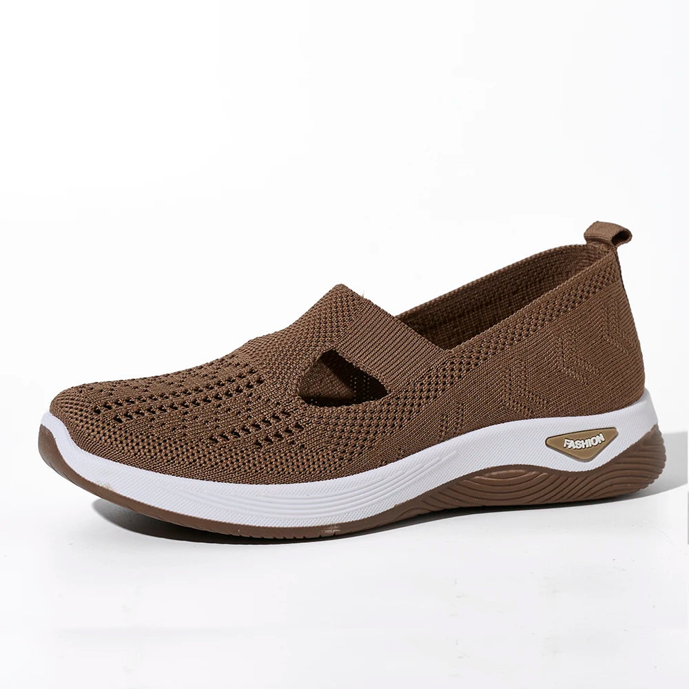 Women’s Mesh Knit Slip-On Sneakers – Lightweight, Breathable, Anti-Slip Flat Shoes | سنيكرز نسائي شبكي بنعل مسطح – خفيف، قابل للتهوية، مضاد للانزلاق وسهل الارتداء