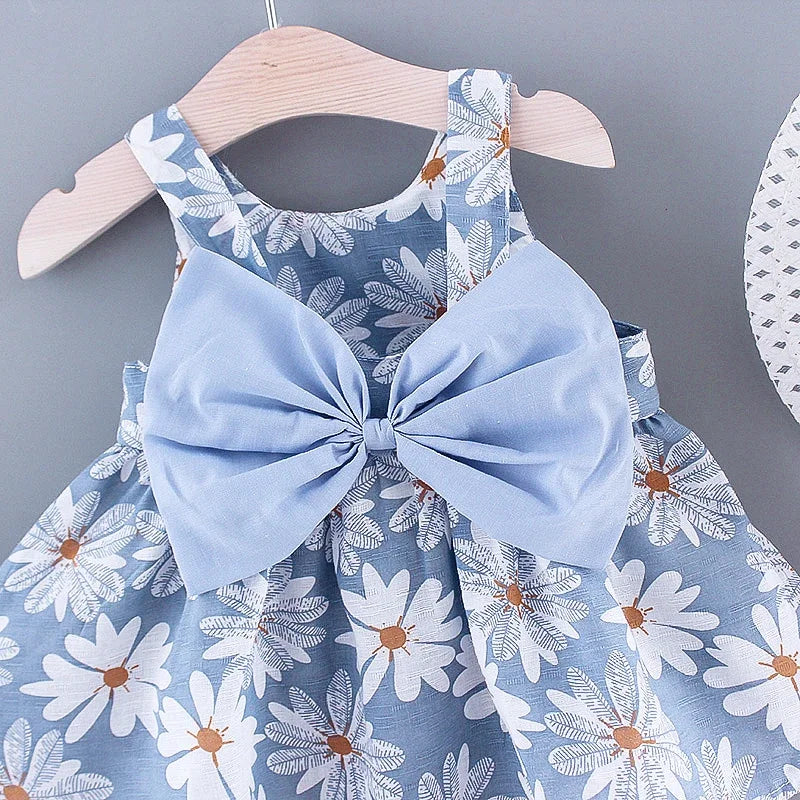 🎀 Summer Floral Princess Dress for Girls 0-3 Years 👗 – Sweet Everyday Dress with Bow | فستان صيفي مزخرف بالزهور للبنات من عمر 0-3 سنوات – فستان أميرة ناعم مع فيونكة