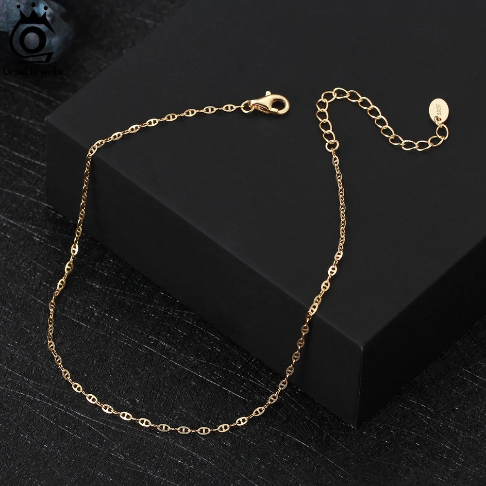 ORSA JEWELS Simple Design Sea Beach Anklet for Women Present Sterling Silver 925 Foot Chain on Leg Fashion Foot Jewelry SA24