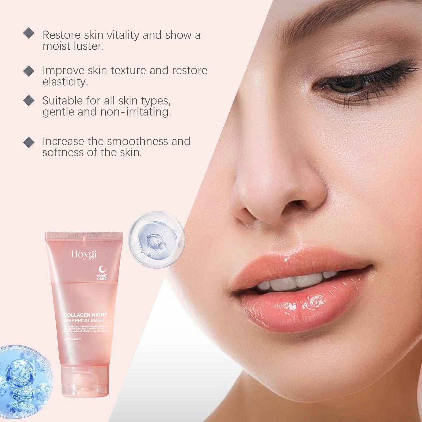 ✨ Hydrolyzed Collagen Overnight Facial Mask – Peel-Off Hydrating & Firming Care 🔷 ماسك ليلي للوجه بالكولاجين المتحلل – مرطب ومشد للبشرة مع تأثير تقشير لطيف