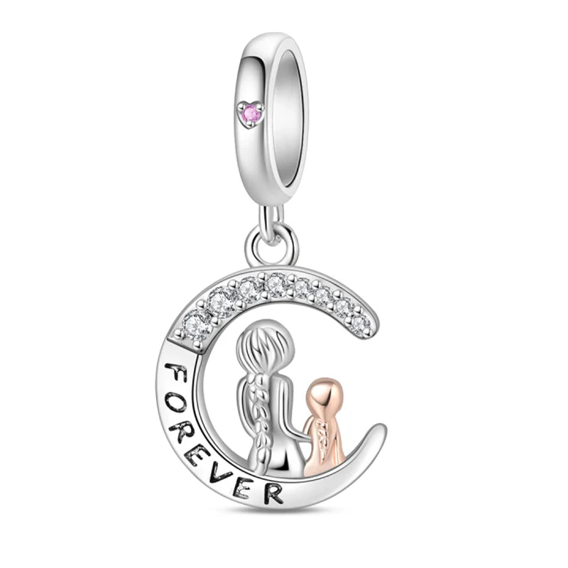 ✨ 925 Sterling Silver Mom & Daughter Heart Charm – Fits Pandora Bracelets 🔷 تعليقة قلب للأم والابنة من الفضة الإسترلينية 925 – مناسبة لأساور باندورا