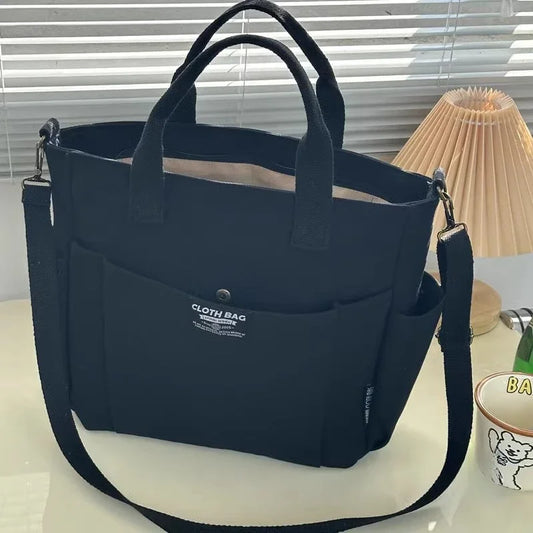 👜 Canvas Women’s Tote Bag – Large-Capacity Casual Shoulder Handbag | حقيبة نسائية قماشية عملية – بتصميم بسيط وسعة كبيرة للجامعة أو العمل