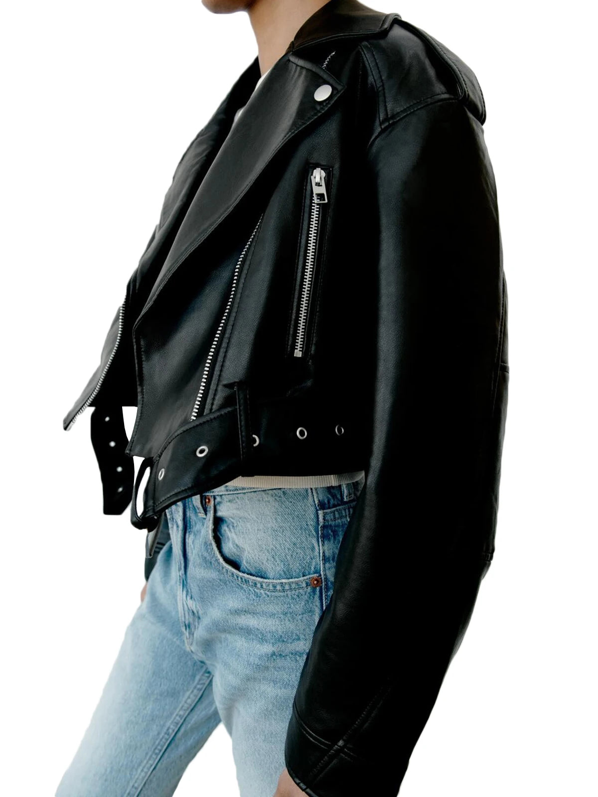 🖤 Fitaylor Women’s Faux Leather Jacket 🧥 – Casual Short PU Biker Coat with Zipper & Lapel | جاكيت جلد صناعي نسائي قصير – تصميم كاجوال بسحّاب وياقة كلاسيكية بأسلوب موتوسيكل