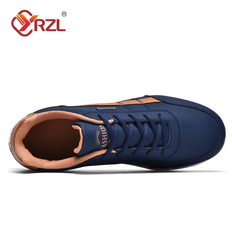 👟 YRZL Men’s Waterproof Leather Walking Sneakers – Non-Slip Casual Sports Shoes | حذاء رجالي رياضي مقاوم للماء – جلد أنيق ومريح – مانع للانزلاق