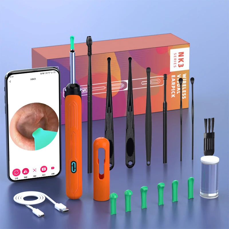 ✨ HD WiFi Ear Cleaner with Camera – 6 LED Lights, 3.6mm Lens, Photo & Video 🔷 جهاز تنظيف الأذن بكاميرا عالية الدقة و6 أضواء LED – عدسة 3.6 مم مع تصوير فيديو وصور