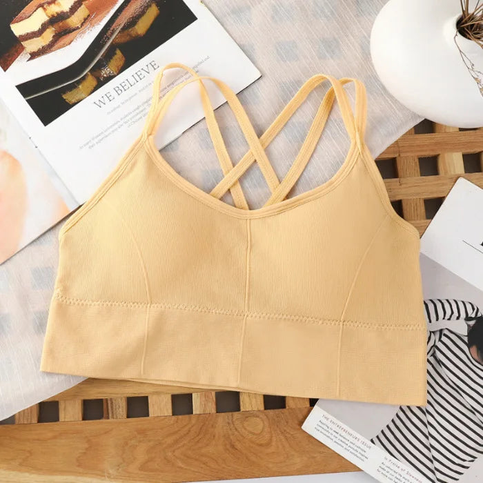 👚 Sexy Back Cross Sports Bra – Women’s Fitness & Yoga Top | حمالة صدر رياضية نسائية برباط متقاطع من الخلف – للرياضة واليوغا