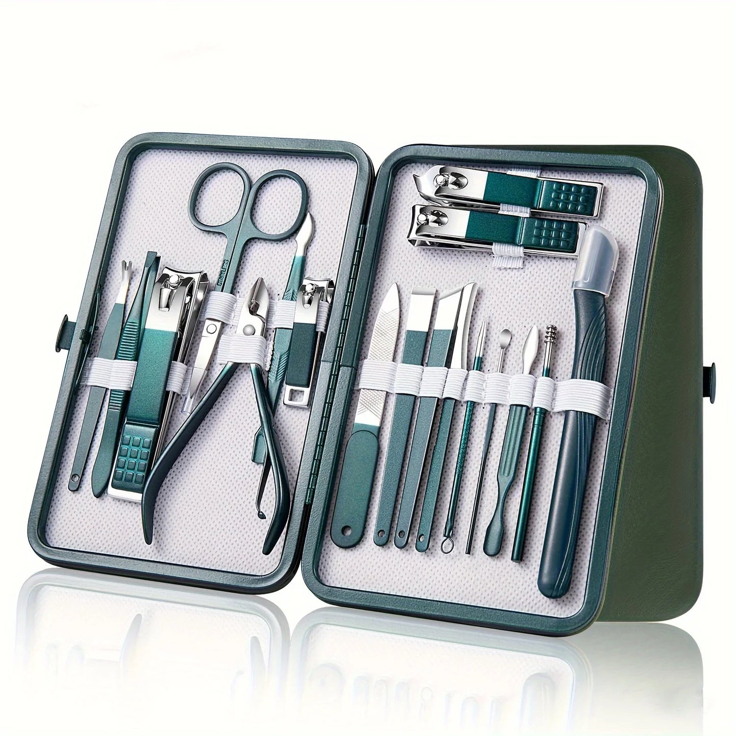 Professional 7/10/12/18-Piece Stainless Steel Nail Care Kit – Manicure & Pedicure Travel Set with Case | طقم عناية بالأظافر احترافي 7/10/12/18 قطعة من الستانلس ستيل – مانيكير وباديكير مع حقيبة سفر