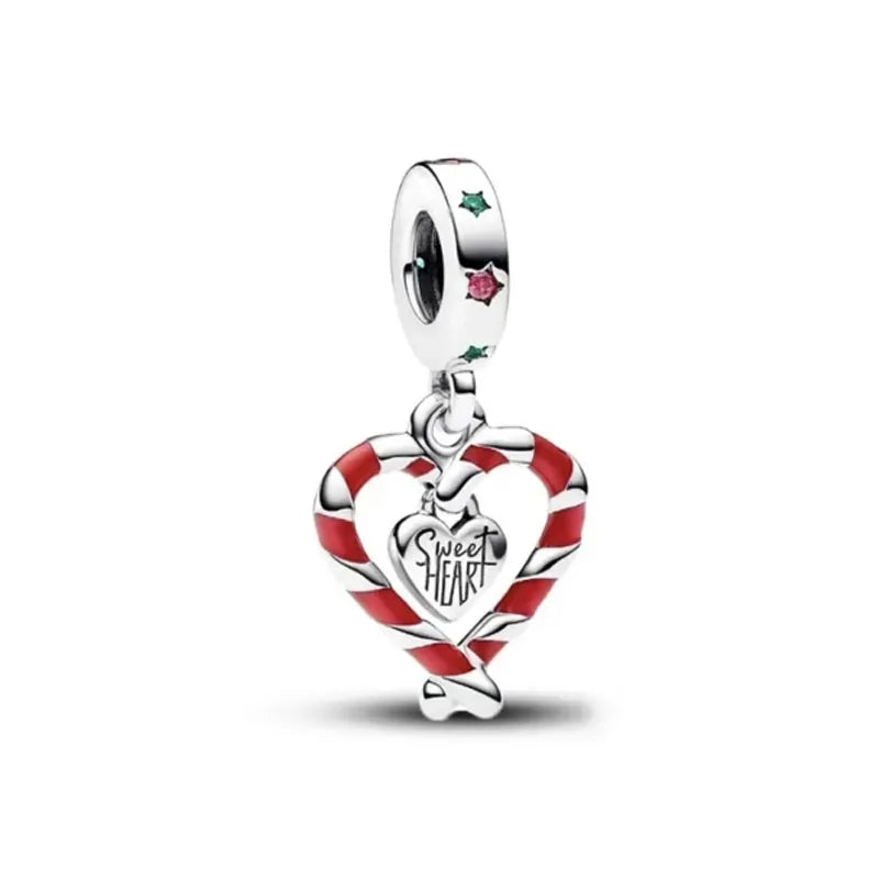 Valentine's Day Red Christmas Apple Gift  Dangle Charms Beads 925 Sterling Silver  Fit Original Heart Bracelet Women Jewelry