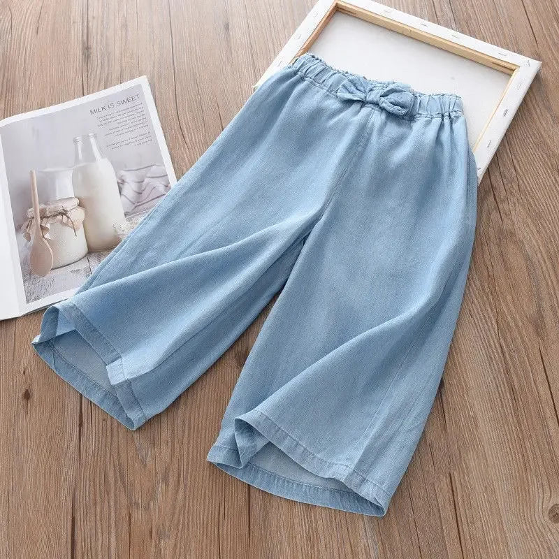 🌸 Girls Summer Wide-Leg Chiffon Pants – Lightweight Cropped Trousers 2025 | بنطلون بناتي واسع صيفي 2025 – شيفون خفيف ومريح بستايل عصري