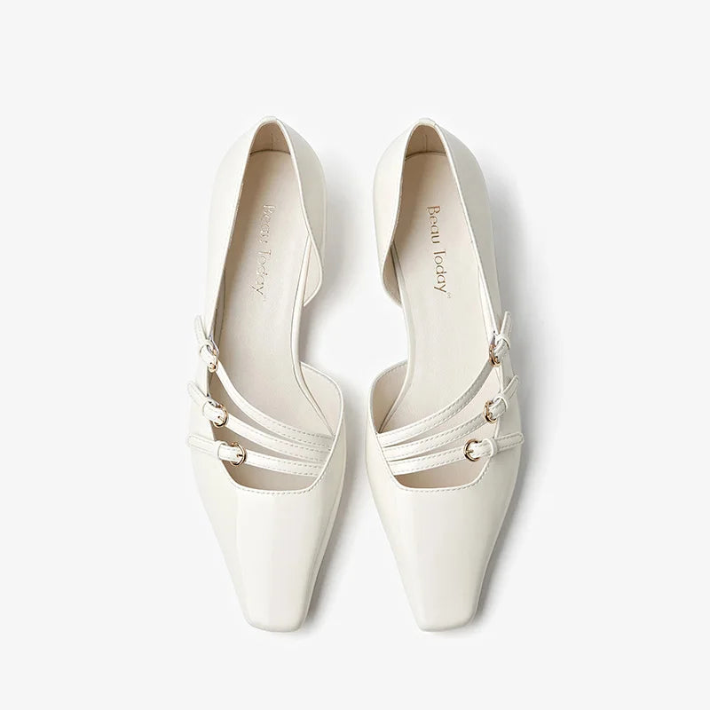 BEAUTODAY Women’s Patent Leather Mary Jane Pumps – Handmade Pointed-Toe Party Shoes with Buckle Straps | حذاء ماري جين نسائي من BEAUTODAY – جلد لامع بطرف مدبب ورباط إبزيم يدوي الصنع للحفلات