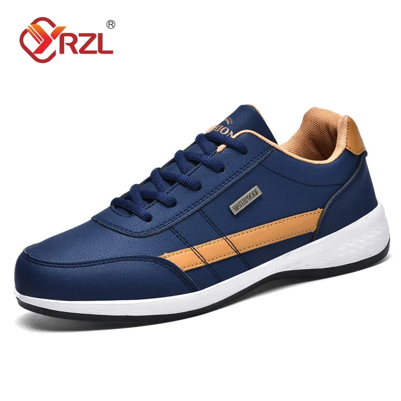 👟 YRZL Men’s Waterproof Leather Walking Sneakers – Non-Slip Casual Sports Shoes | حذاء رجالي رياضي مقاوم للماء – جلد أنيق ومريح – مانع للانزلاق