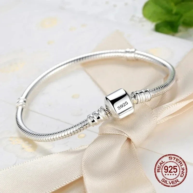 ✨ Luxury Handmade 925 Sterling Silver Snake Bone Bracelet – Elegant Charm for Women 🔷 سوار فاخر مصنوع يدويًا من فضة 925 – تصميم أنيق ناعم على شكل عظم الأفعى للنساء