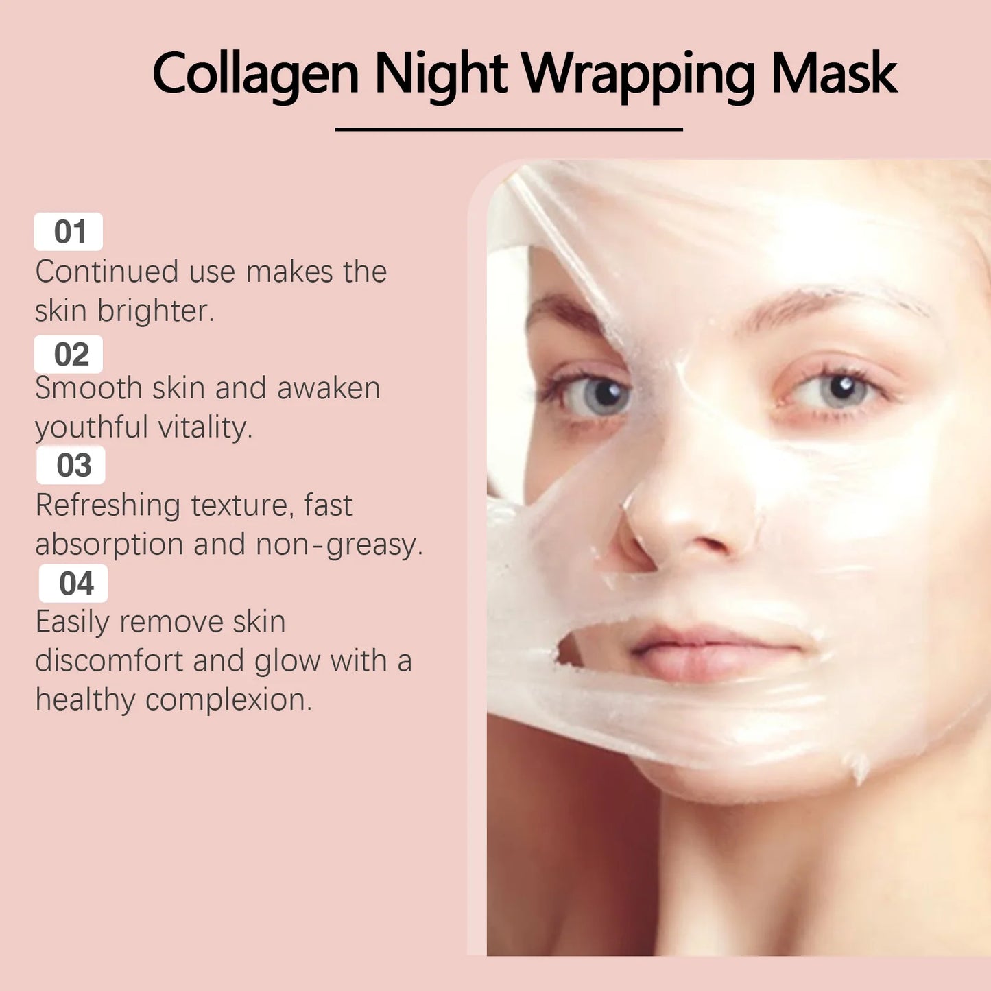 ✨ Hydrolyzed Collagen Overnight Facial Mask – Peel-Off Hydrating & Firming Care 🔷 ماسك ليلي للوجه بالكولاجين المتحلل – مرطب ومشد للبشرة مع تأثير تقشير لطيف