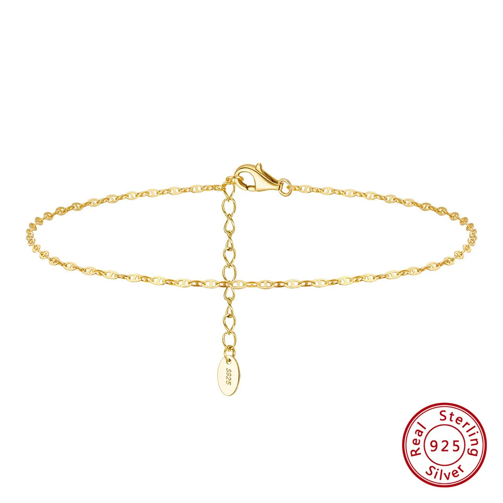 ORSA JEWELS Simple Design Sea Beach Anklet for Women Present Sterling Silver 925 Foot Chain on Leg Fashion Foot Jewelry SA24