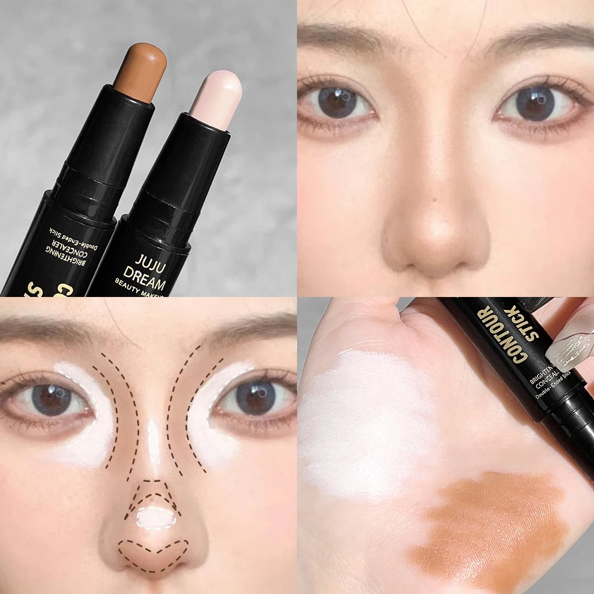 ✨ Dual-Ended Highlight & Contour Stick – 3D Face Shaping & Nose Shadow 🔷 قلم هايلايتر وكونتور مزدوج الأطراف – لتحديد الوجه وتفتيح الملامح بدقة ثلاثية الأبعاد