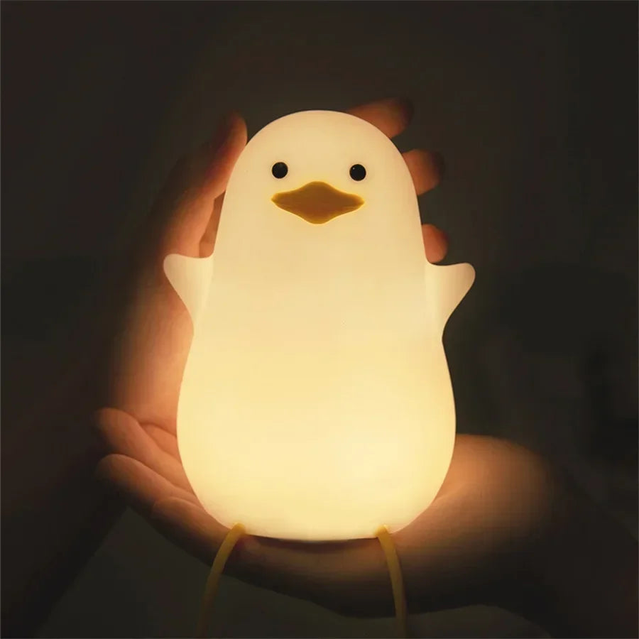 🌙 Duck Silicone Night Light 🐤 – USB Rechargeable Touch Lamp with Timer for Kids | مصباح بطة ليلي من السيليكون – يعمل باللمس وقابل للشحن مع مؤقت للأطفال