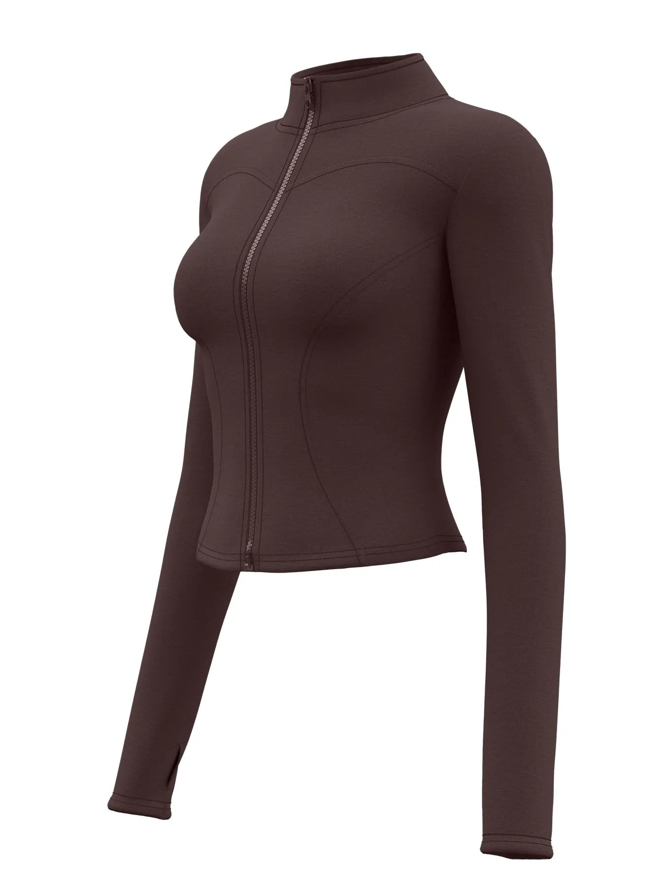 🔥 Women’s Slimming Workout Jacket 💪 – Full-Zip Long Sleeve Yoga & Fitness Top with Stand Collar | جاكيت رياضي نسائي مشد للخصر – سحاب كامل وأكمام طويلة لليوغا والجري