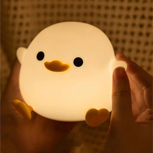 🌙 Duck Silicone Night Light 🐤 – USB Rechargeable Touch Lamp with Timer for Kids | مصباح بطة ليلي من السيليكون – يعمل باللمس وقابل للشحن مع مؤقت للأطفال