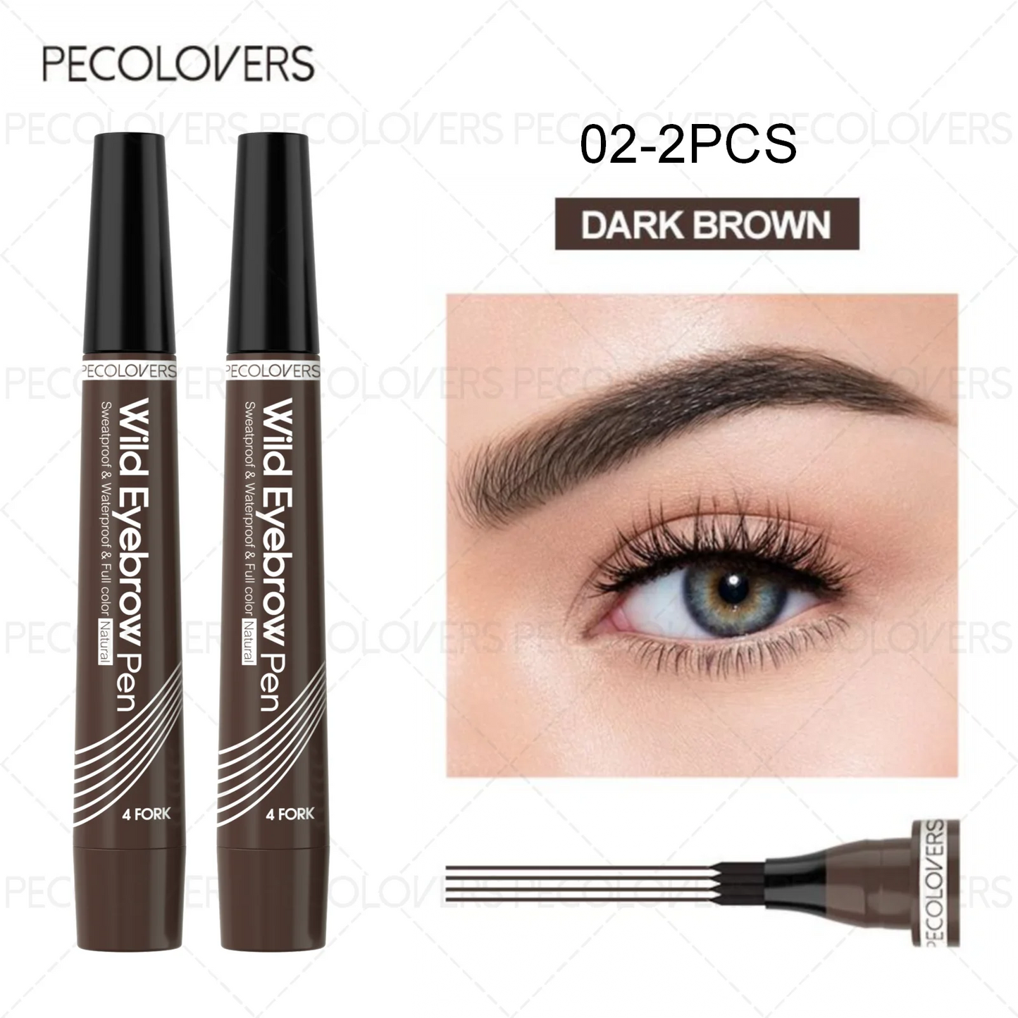 قلم وشم حواجب ضد الماء بأطراف رباعية – 6 ألوان طبيعية | Waterproof 4-Tip Eyebrow Tattoo Pen – 6 Natural Colors