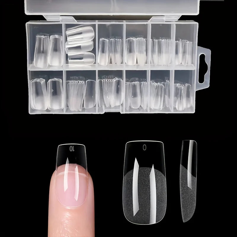 120-Piece Full Cover Press-On Nail Tips – Stiletto, Almond, Square & Coffin Shapes | طقم 120 طرف أظافر صناعية جاهزة – أشكال ستيلتو، لوزي، سكوير وكوفن للتجميل المنزلي