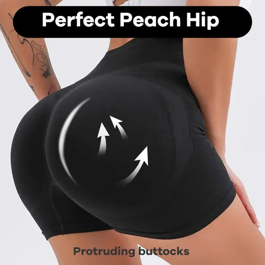 🍑 Women's High-Waist Booty Lifting Shorts – Tummy Control Smile Yoga Pants | شورت رياضي نسائي خصر عالي – رفع للمؤخرة وتحكم في البطن بتصميم سمايل