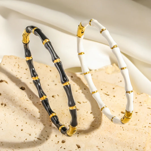 ✨ Bamboo Shape Stainless Steel Bracelet – Unisex Gold & Silver Smooth Finish 🔷 سوار أنيق بتصميم الخيزران من الستانلس ستيل – للنساء والرجال بلون ذهبي وفضي