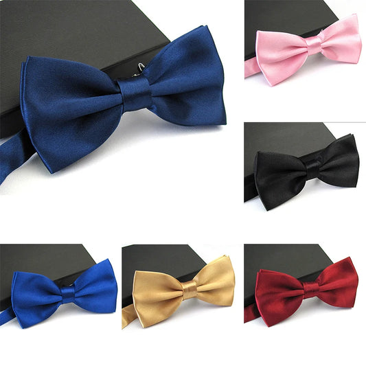 Men’s Classic Satin Bowtie – Adjustable Clip-On Plaid Bow Tie for Weddings & Formal Events | بابيون رجالي كلاسيكي ساتان – قابل للتعديل بتصميم مربعات أنيق للمناسبات الرسمية والحفلات
