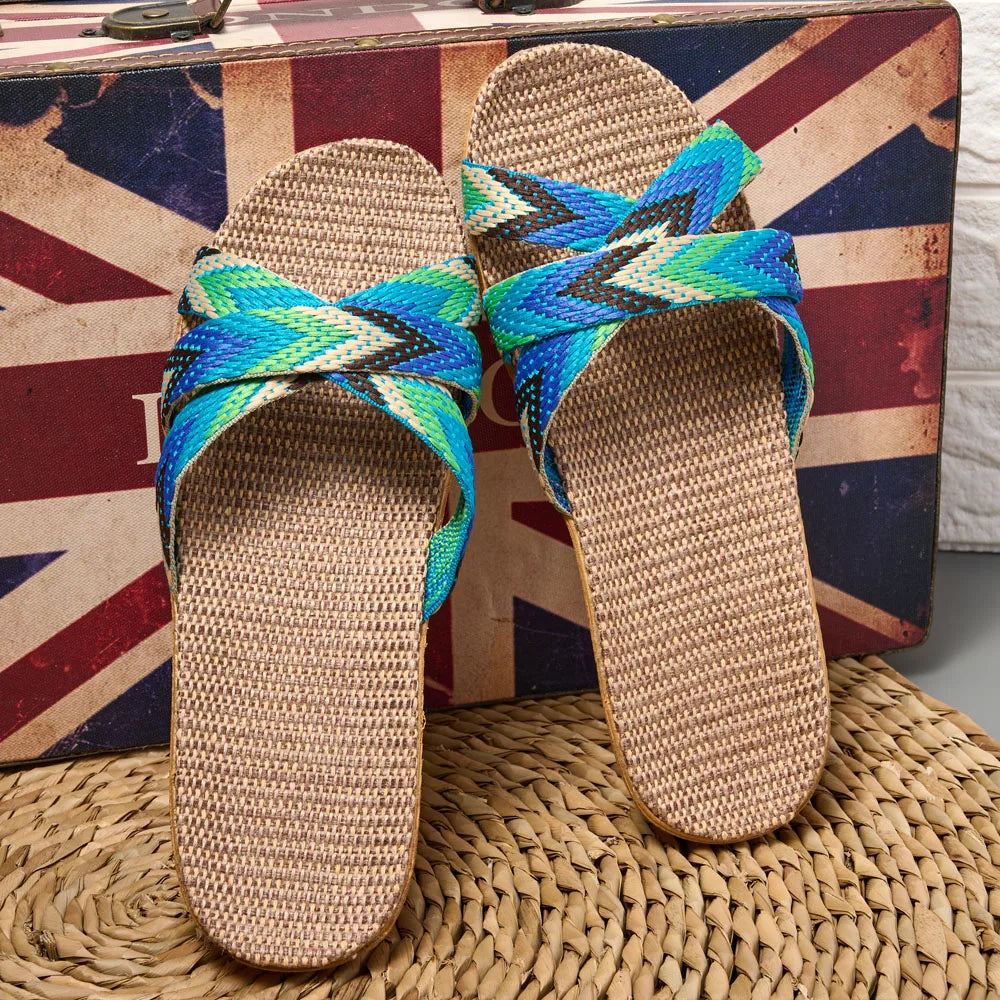 Women’s Lightweight Linen Indoor Slippers – Breathable Home Shoes for Ladies & Couples | شباشب منزلية نسائية خفيفة من الكتان – مريحة وقابلة للتهوية للاستخدام المنزلي للأزواج