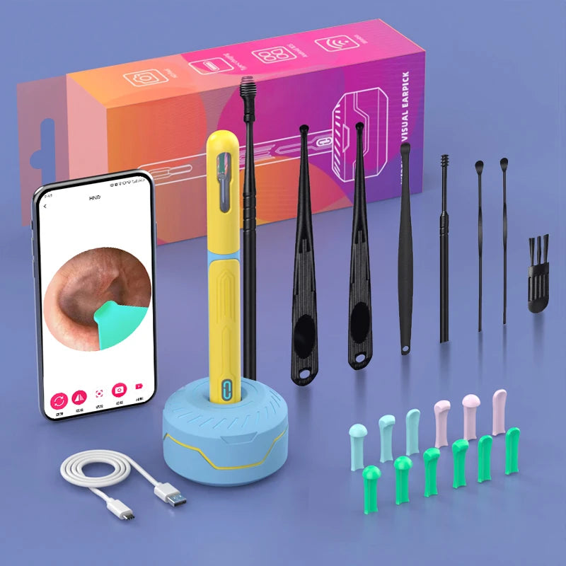 ✨ HD WiFi Ear Cleaner with Camera – 6 LED Lights, 3.6mm Lens, Photo & Video 🔷 جهاز تنظيف الأذن بكاميرا عالية الدقة و6 أضواء LED – عدسة 3.6 مم مع تصوير فيديو وصور