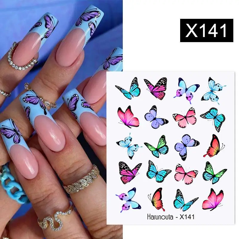 1Pc 3D Nail Sticker Colorful Pattern Press on Nail Decals Wave Gold Ink Blooming Marble Design Slider DIY Nail Art Decorations
