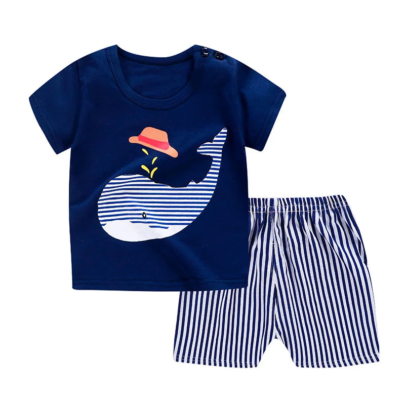 🧸 Winnie the Pooh Summer Kids Set – Cartoon T-shirt + Shorts 2Pcs Outfit | طقم صيفي للأطفال ويني ذا بوه – تيشيرت كرتوني + شورت قطعتين