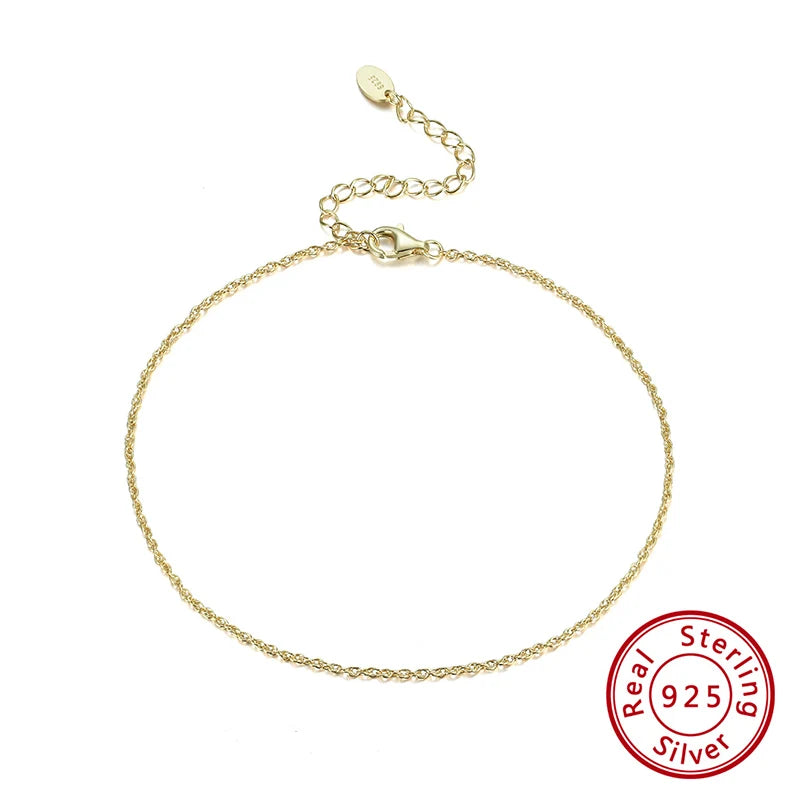 Rinntin S925 Sterling Silver Ankle Chain – Elegant Summer Foot Bracelet for Women & Girls | خلخال نسائي أنيق من الفضة الأصلية S925 من Rinntin – إكسسوار قدم عصري لصيف البحر والمناسبات