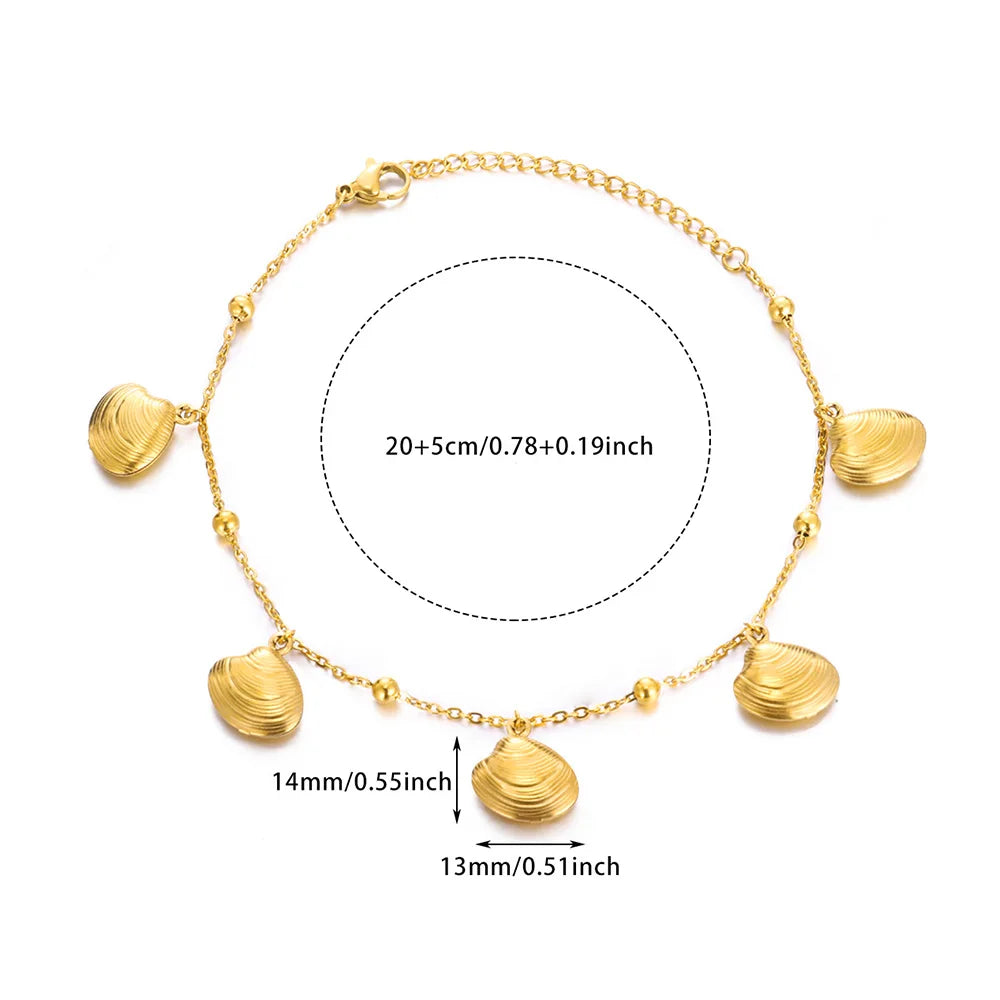 ✨ Ocean Animal Anklet – Gold Stainless Steel Beach Foot Jewelry 🔷 خلخال بسلسلة حيوانات البحر – ستانلس ستيل ذهبي لإطلالة صيفية أنيقة للنساء
